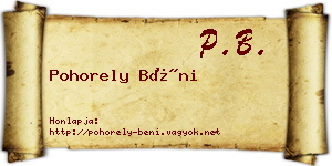 Pohorely Béni névjegykártya